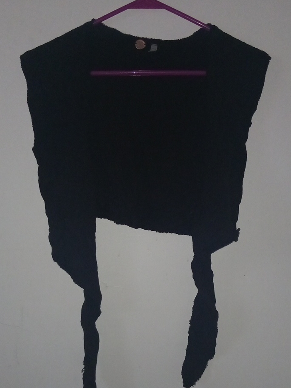 Free People One Black Cropped Tie-Front Women's Shirt
